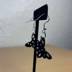 Elegant Black wooden Butterfly Earrings
